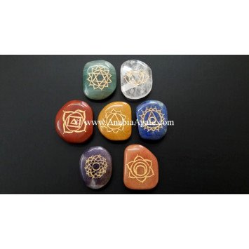 Chakra Engraved Palm-Stone Set - Balancing Stones for Meditation