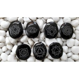 Black Jasper Chakra Engraved Palmstone Set