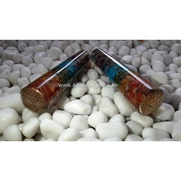 Chakra Layered Orgone Smooth Massage Wand with Flower of Life Symbol