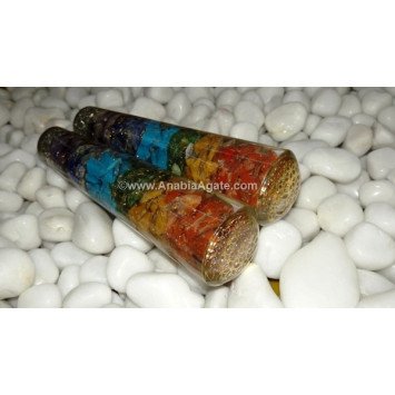 Chakra Layered Orgone Smooth Massage Wand with Flower of Life Symbol