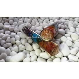Chakra Layered Orgone Smooth Massage Wand with Flower of Life Symbol