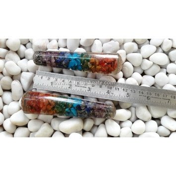 Chakra Layered Orgone Smooth Massage Wand with Flower of Life Symbol