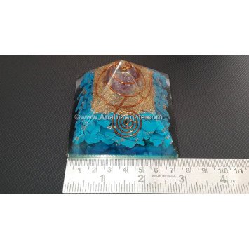 Turquoise Orgone Pyramid With Amethyst Tumble | Size 65 - 75mm