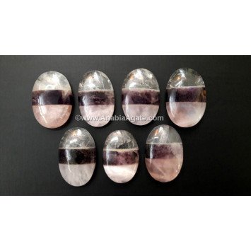 Rose Quartz, Amethyst, and Crystal Quartz Bonded Oval Stones