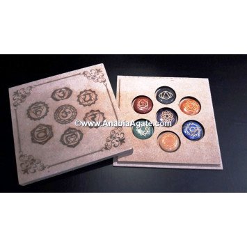 Chakra Engraved Disc Set with 7-Hole Wooden Box | Balance Your Energy Centers