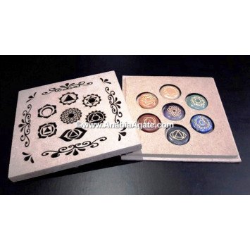 Chakra Engraved Disc Set with Hollow Laser-Engraved Box