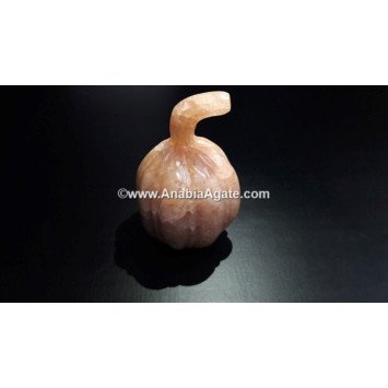 Peach Aventurine Hand Carved Pumpkin - Unique Crystal Home Decor
