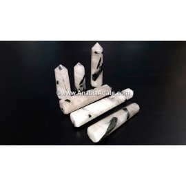 Tourmaline in Quartz Obelisk - Beautiful Crystal Carving for Energy Healing