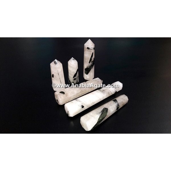 Tourmaline in Quartz Obelisk - Beautiful Crystal Carving for Energy Healing