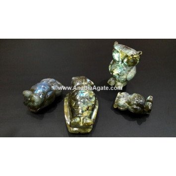 Labradorite AAA Flashy Hand Carved Owl Idol