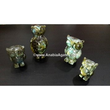 Labradorite AAA Flashy Hand Carved Owl Idol