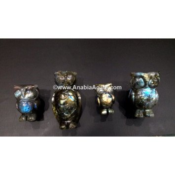 Labradorite AAA Flashy Hand Carved Owl Idol