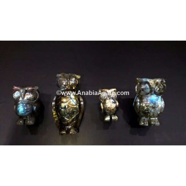 Labradorite AAA Flashy Hand Carved Owl Idol