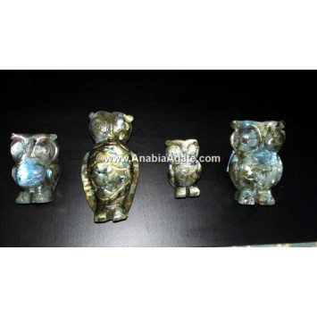 Labradorite AAA Flashy Hand Carved Owl Idol