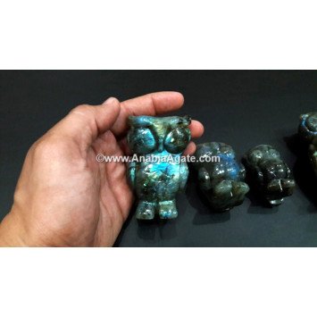 Labradorite AAA Flashy Hand Carved Owl Idol