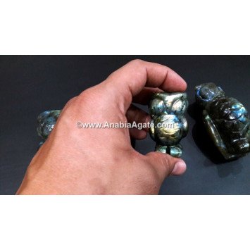 Labradorite AAA Flashy Hand Carved Owl Idol