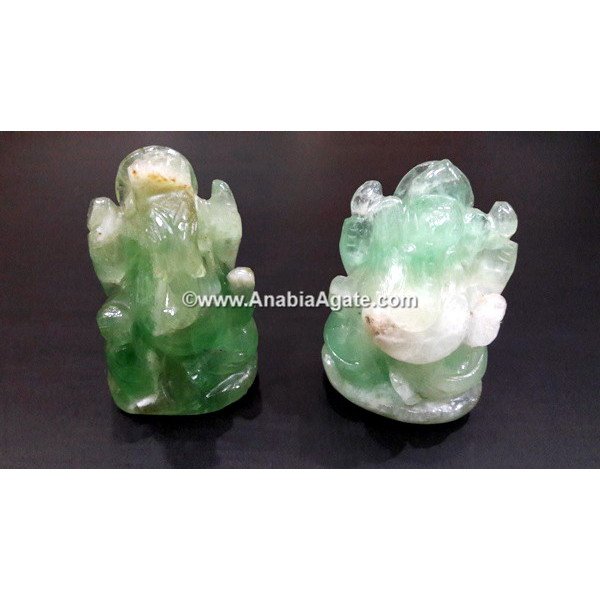 Handcrafted Green Fluorite Ganesha Idol - Bring Peace and Prosperity