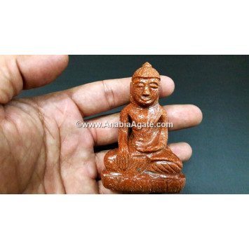 Synthetic Sunstone Buddha Idol - Radiant Spiritual Decor