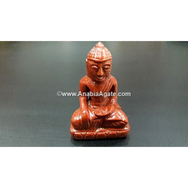 Synthetic Sunstone Buddha Idol - Radiant Spiritual Decor