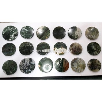 Moss Agate Round Coasters - Natural Stone Coasters