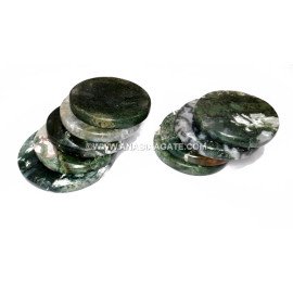 Moss Agate Round Coasters - Natural Stone Coasters