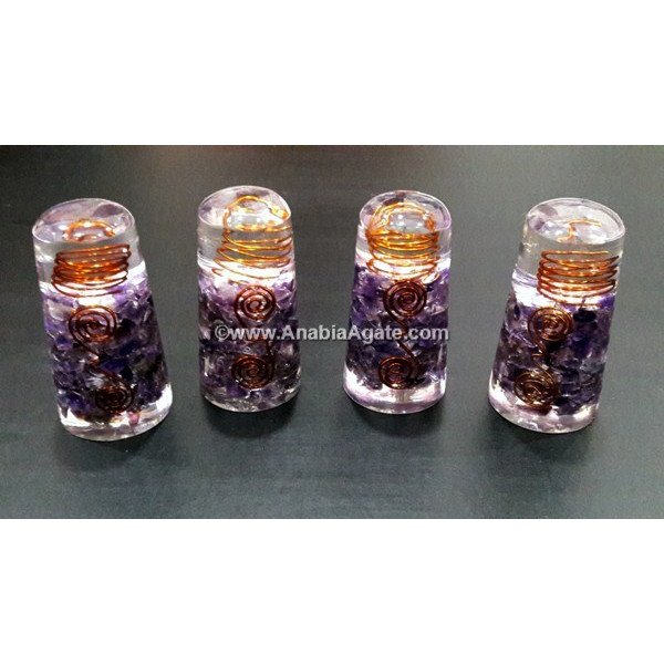 Amethyst Orgone Smooth Massage Wand with Copper Wire