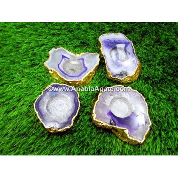 Purple Onyx Coaster Candle Holder | Handcrafted Home Decor