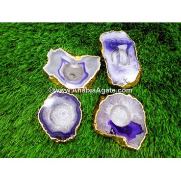 Purple Onyx Coaster Candle Holder | Handcrafted Home Decor