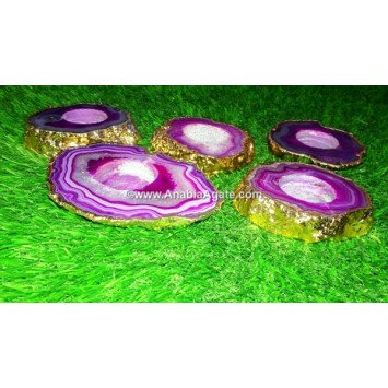 Pink Onyx Coaster Candle Holder