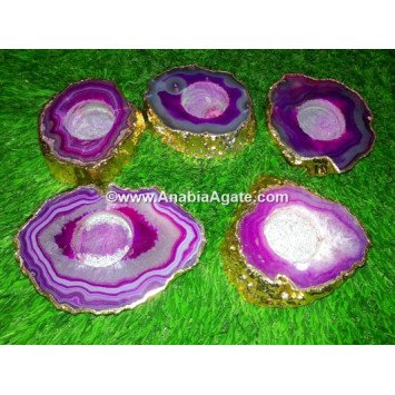 Pink Onyx Coaster Candle Holder