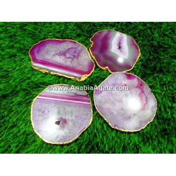 Pink Onyx Plated Coaster - Stylish and Functional Table Essentials