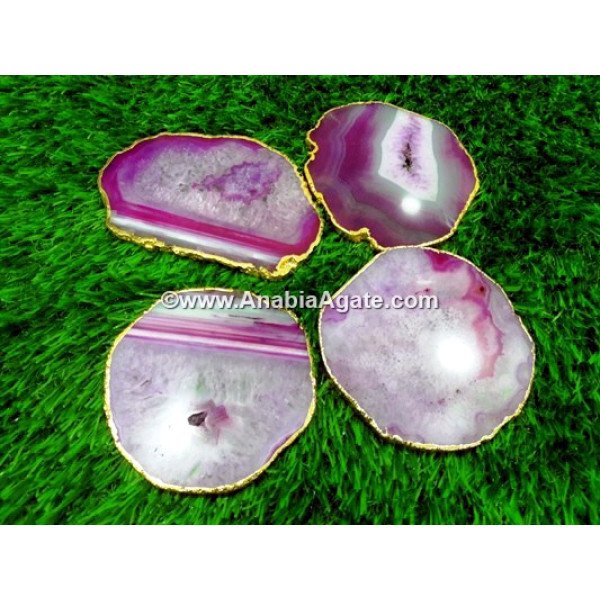 Pink Onyx Plated Coaster - Stylish and Functional Table Essentials