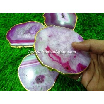 Pink Onyx Plated Coaster - Stylish and Functional Table Essentials