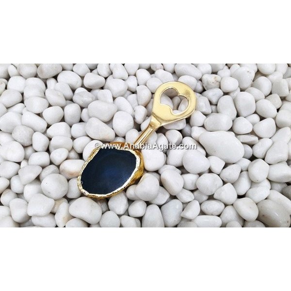 Blue Onyx Plated Slice Bottle Opener - Stylish and Functional Barware Accessory