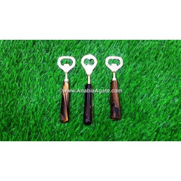 Tiger Eye Gemstone Handle Bottle Opener - Unique and Elegant Bar Accessory