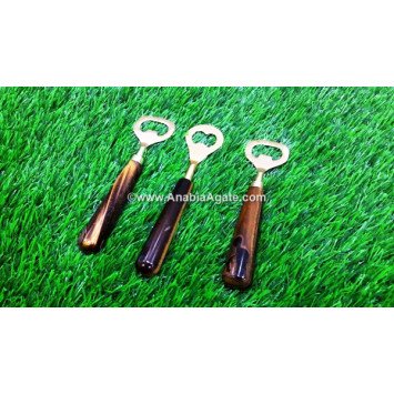 Tiger Eye Gemstone Handle Bottle Opener - Unique and Elegant Bar Accessory