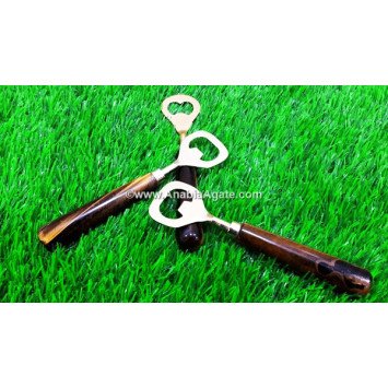 Tiger Eye Gemstone Handle Bottle Opener - Unique and Elegant Bar Accessory