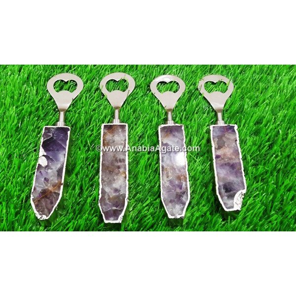 Silver Plated Amethyst Handle Bottle Opener | Stylish and Functional Barware