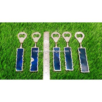 Blue Onyx Gemstone Handle Bottle Opener - Exquisite and Functional Barware Accessory