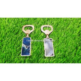 Blue Onyx Gemstone Handle Pocket Bottle Opener | Exquisite and Functional Accessory