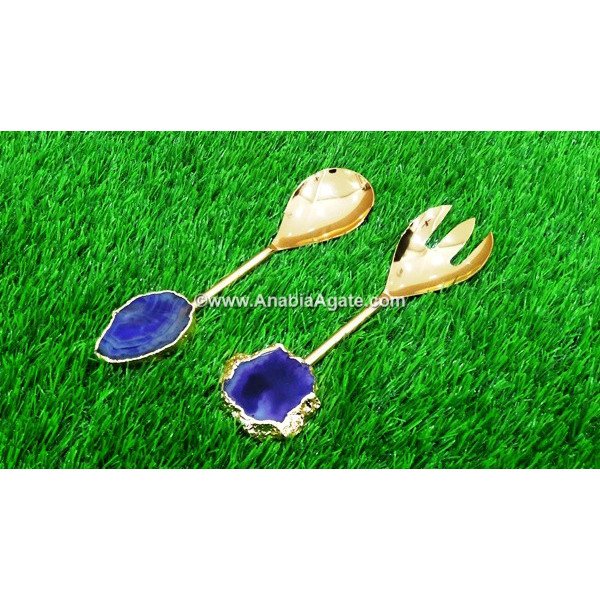Elegant Purple Onyx Serving Spoon & Fork Set of 2