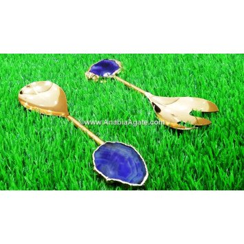 Elegant Purple Onyx Serving Spoon & Fork Set of 2