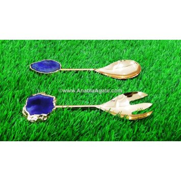 Elegant Purple Onyx Serving Spoon & Fork Set of 2