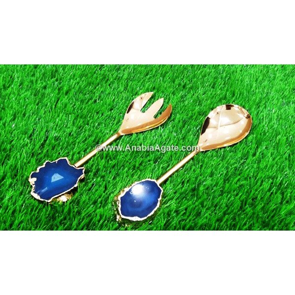 Blue Onyx Handled Spoon & Fork Set - Elegant Dining Essentials