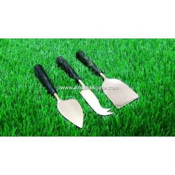Green Aventurine Handled Cheese Knives Set of 3 - Exquisite Kitchen Accessories