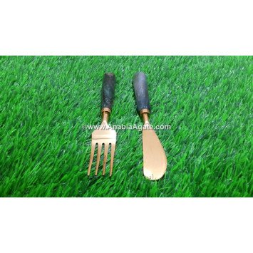 Green Aventurine Handled Butter Knife & Fork Set | Luxe Dining Collection