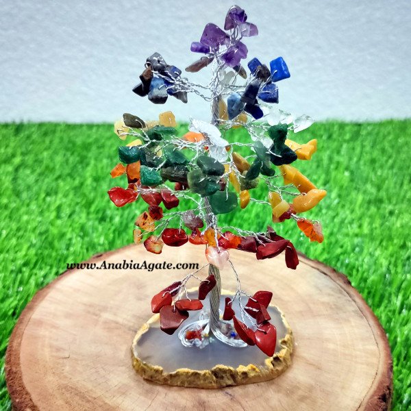 7 Chakra Chips Tree with Coaster Base - Energy Alignment & Healing