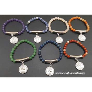 7 Chakra Bracelets Set with Coin Charm - Balance Your Energy