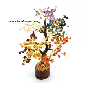 Seven Chakra 300 Gemstone Chips Tree - Natural Healing Crystal Decor