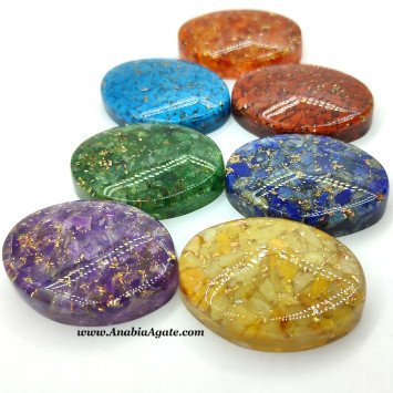 7 Chakra Chips Orgone Oval Set - Energy Healing Stones